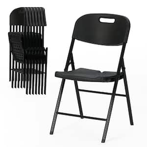 Durable Sturdy Plastic Folding Chair 650lb. Capacity for Event Office Wedding Party Picnic Kitchen Dining,Black,Set of 8