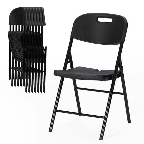 Jinseed Durable Sturdy Plastic Folding Chair 650lb. Capacity for Event Office Wedding Party Picnic Kitchen Dining,Black,Set of 8