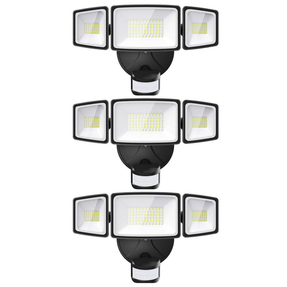 65 Watt Equivalent 6500 Lumen 120 Degree Black Motion Sensing Dusk to Dawn LED Flood Light 3 Pack price history on PriceWatchPro