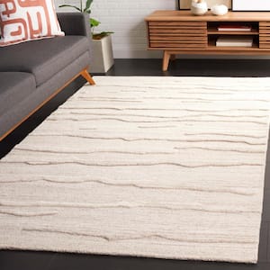 Abstract Beige 4 ft. x 6 ft. Undulating Marle Area Rug
