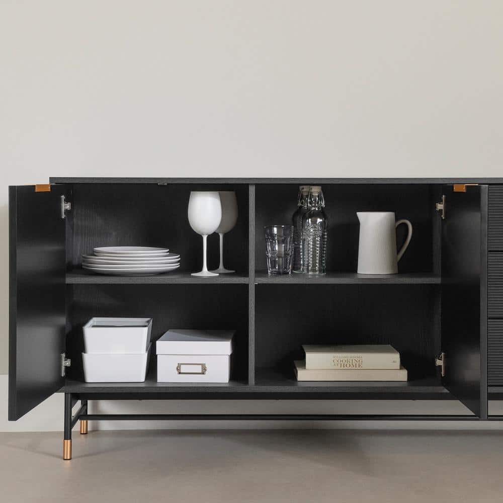 Arlo Black and Gold Mid-Century Modern Sideboard