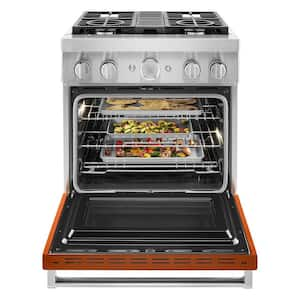 30 in. 4.1 cu. ft. Dual Fuel Freestanding Range with 4-Burners in Scorched Orange