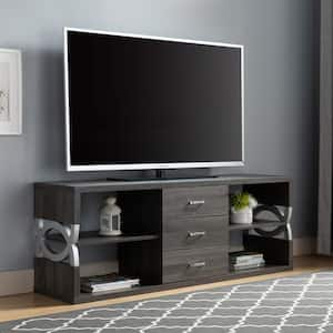 Distressed Grey And Silver TV Stand Fits TV's up to 60 in. with Drawers and Shelves