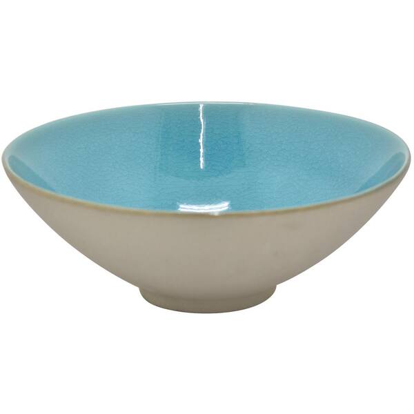 THREE HANDS 4 in. Blue Porcelain-Ceramic Bowl