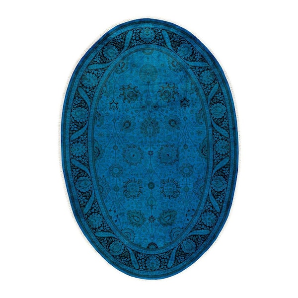 Overdyed Blue 5 ft 1 in x 7 ft 7 in Wool Indoor Area Rug