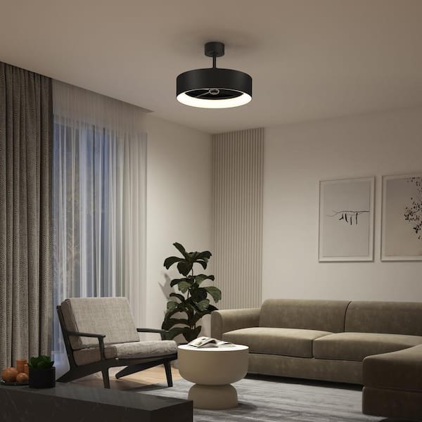 Aiden 24 in. Indoor Black 8 Steps CCT 17.7 in. Integrated LED Ceiling Fan with Remote Included