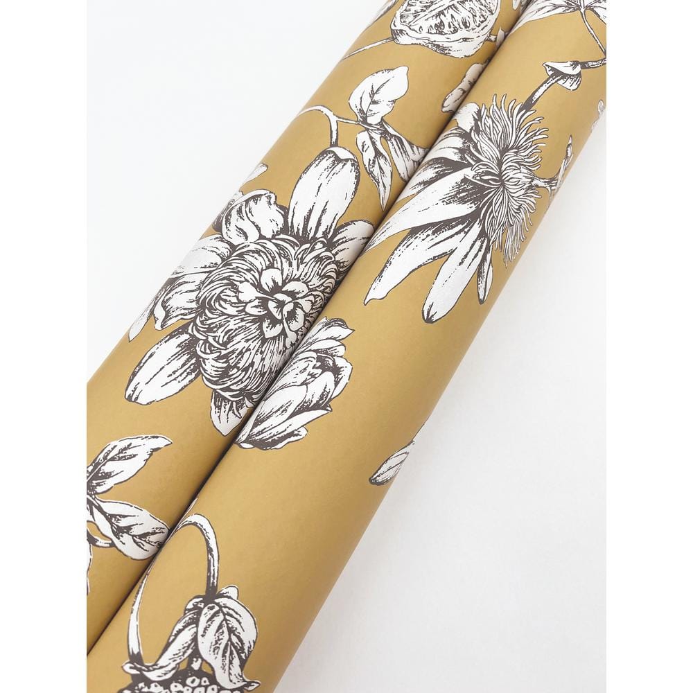 Golden Harvest Passion Flower Toile Floral Wallpaper