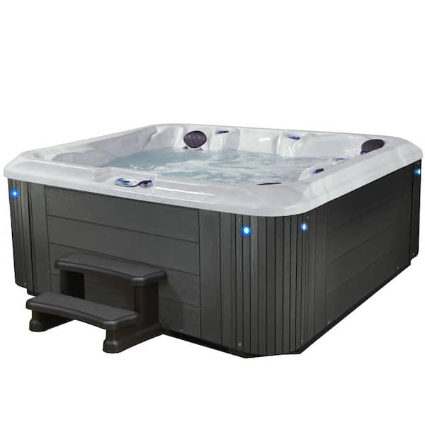 AquaLife Sutherland LS 6-Person 81-Jet, 120-Port Lounger 240V Hot Tub with Ozone, Stainless Steel Jets and Heater and Waterfall