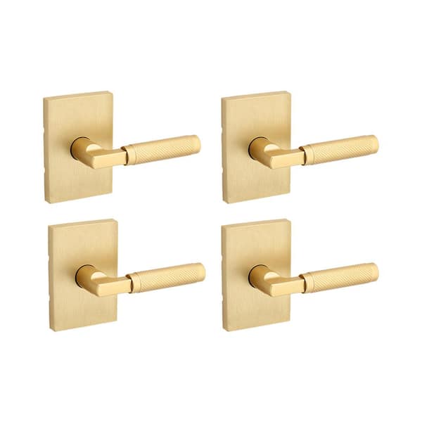 Prava Satin Brass Passage Hall/Closet Door Handle 4-Pack