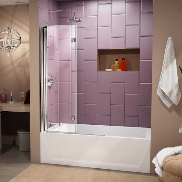 DreamLine Aqua Fold 36 in. x 58 in. Frameless Hinged Tub Door in