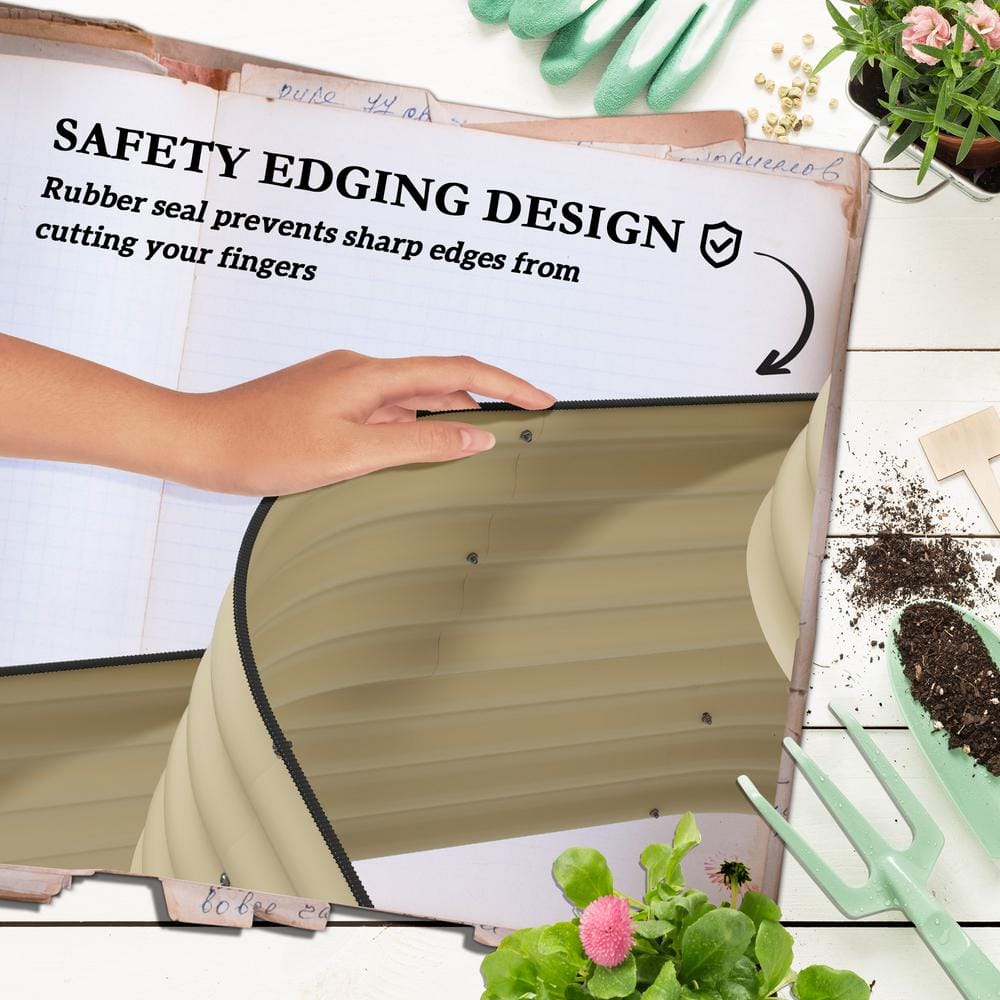 Cream White 62.25" 3-Tier Metal Raised Garden Bed Kit