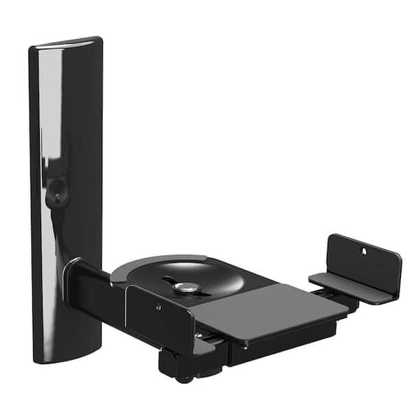 Universal Speaker Wall Mount Pair Side Clamping Bookshelf Bracket Swivel Tilt Adjustment Black 2 Pack