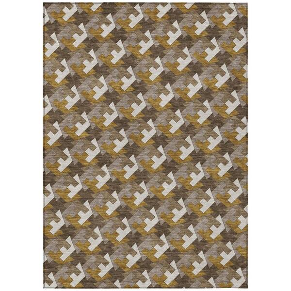 Chantille Machine Washable Indoor/Outdoor Abstract ACN2851 Chocolate 10 ft. x 14 ft. Area Rug