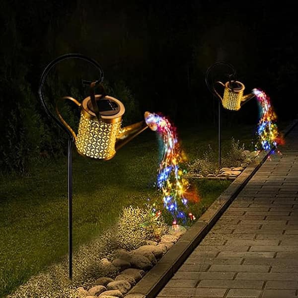 Solar Watering Can Light Garden Decorative Stakes, Multicolor