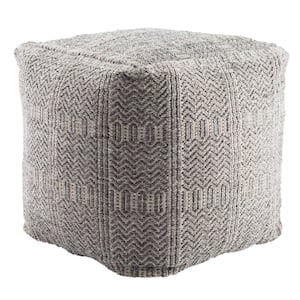 Ailith Indoor/ Outdoor Tribal Gray Cube Pouf