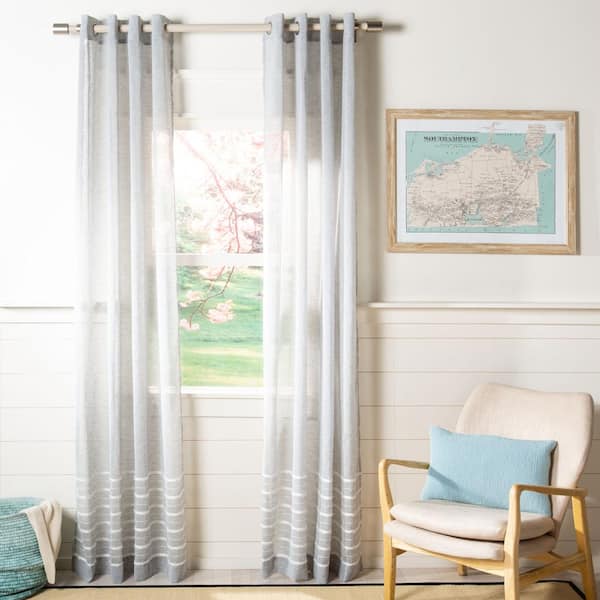 SAFAVIEH Gray Solid Grommet Sheer Curtain - 52 in. W x 84 in. L