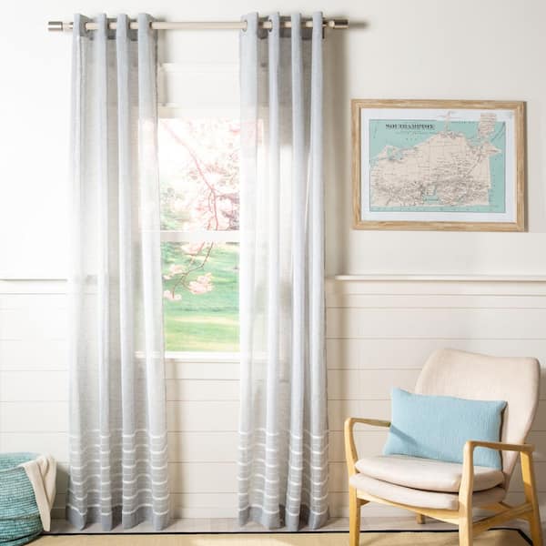 SAFAVIEH Gray Solid Grommet Sheer Curtain - 52 in. W x 96 in. L