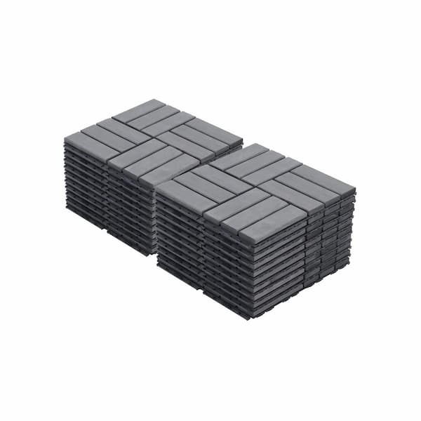 cadeninc Gray 12 in. x 12 in. x 0.75 in. Thick Square Interlocking Deck Tiles Checker Pattern for Patio 20 sq. ft. (20-Pack)