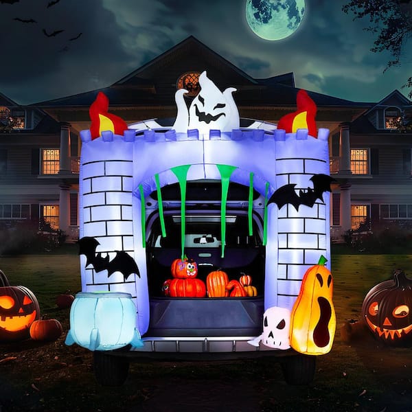 Joyfy 6 ft. Multi-Color Halloween Inflatable Haunted Castle Made of Polyester