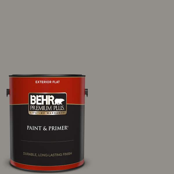 BEHR PREMIUM PLUS 1 gal. Home Decorators Collection #HDC-AC-19 Grant Gray Flat Exterior Paint & Primer