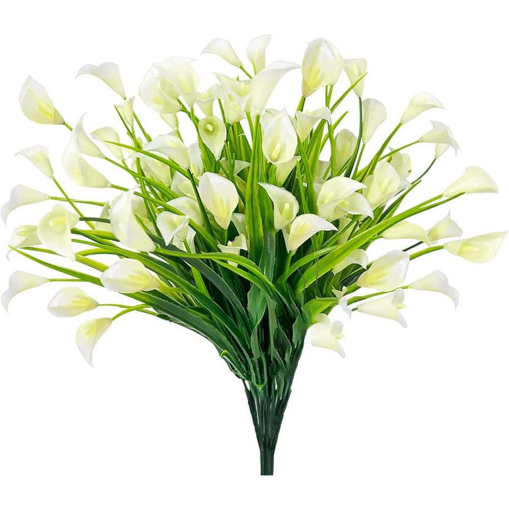 14 in. White Outdoor Artificial Calla Lily Flower UV Resistant 20 Bundles
