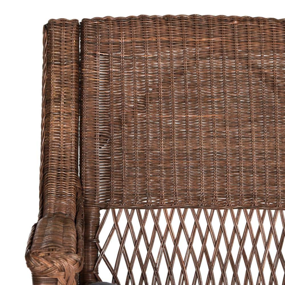 Coastal Chic Brown Rattan 28" Wooden Rocker