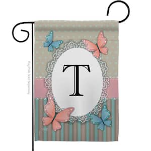 13 in. x 18.5 in. Butterflies T Initial Bugs and Frogs Garden Flag 2-Sided Friends Decorative Vertical Flags