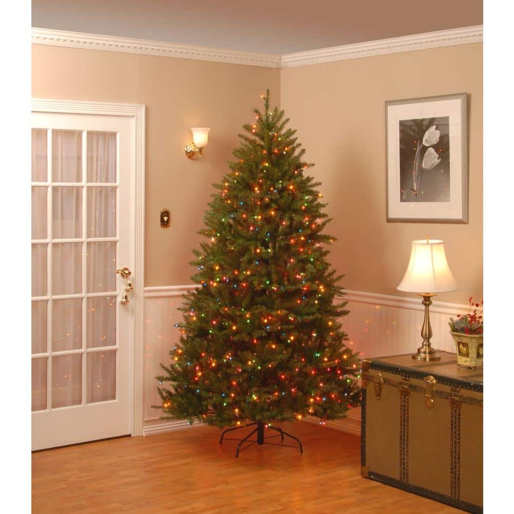 7.5' Green Fir Artificial Christmas Tree with Multicolor Lights