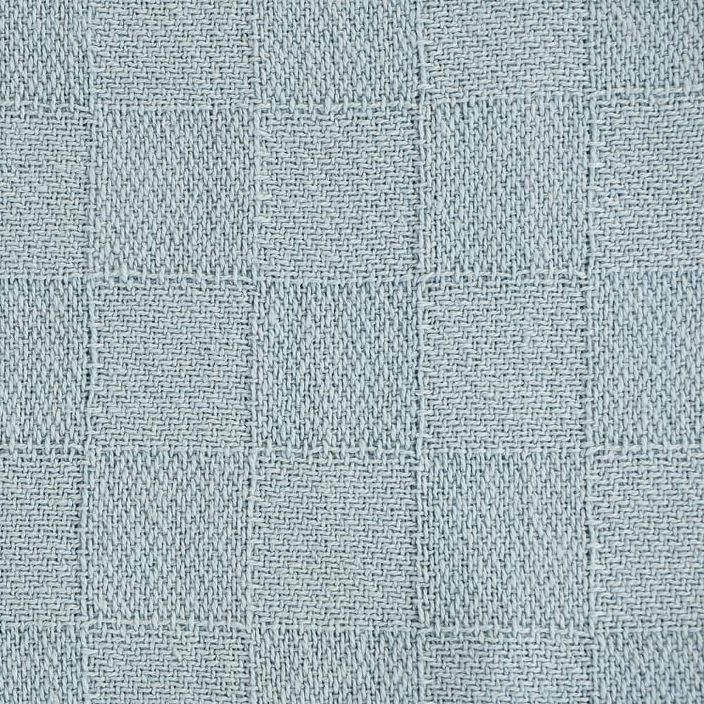 Light Blue Organic Cotton Fringe Throw Blanket 60" x 50"