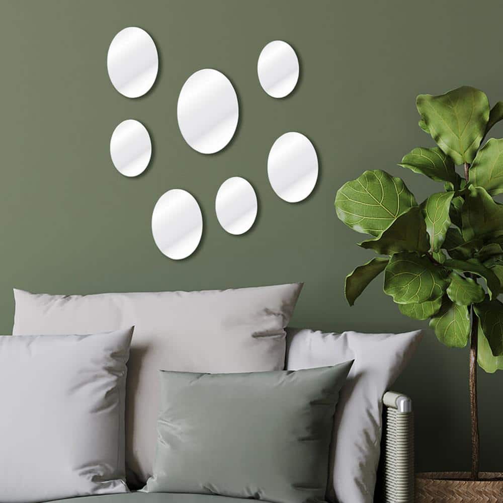Elements Oval Frameless Wall Mirror Set, Glass, 7-Piece