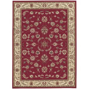 Como Red 3 ft. x 5 ft. Traditional Oriental Scroll Area Rug