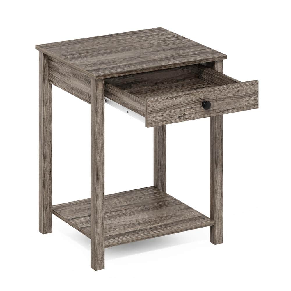 Rustic Oak Compact Rectangular Side Table with Storage Drawer