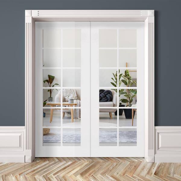 Krosswood Doors 64 in. x 96 in. Craftsman Shaker 12-Lite Right Handed MDF  Solid Hybrid Core Double Prehung Interior Door PHID.SH.422.54.80.138-RA -  The Home Depot