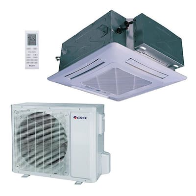 30600 BTU Ductless Ceiling Cassette Mini Split Air Conditioner with Heat, Inverter and Remote - 230Volt