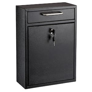 Large Mailbox Wall-Mount Key Locking Secure Drop Box with Comment Cards Black