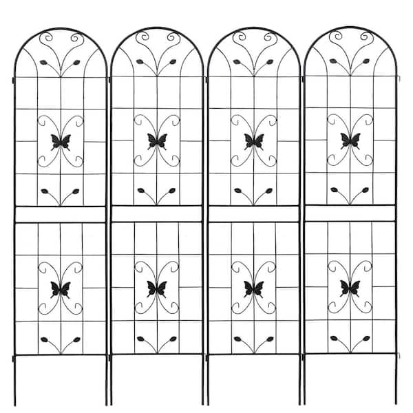 TUYOHW Generic Metal Garden Trellis for Climbing Plants, 19.7"L x 86.7"H for Vines Rose Support Outdoor Trellis (Black, 4 Pack)