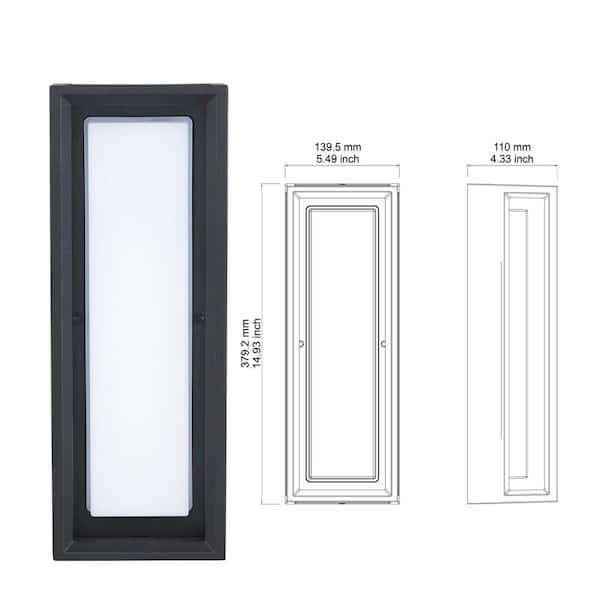 Home Decorators Collection - Rockwood 14.93 in. Black Modern Integrated LED Color Changing Outdoor Wall Light Sconce (1-Pack) Powered by Hubspace
