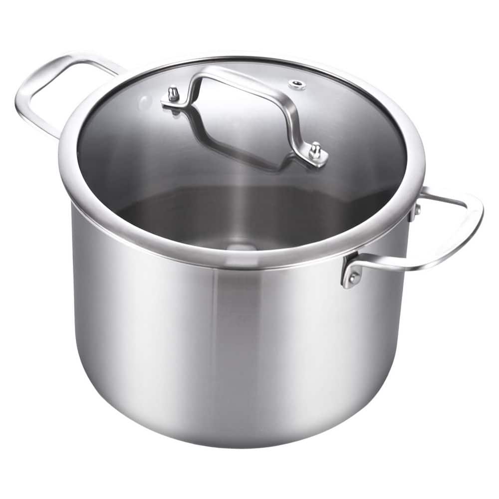 Tri-Ply Stainless Steel Stock Pot 8 qt. Silver Induction