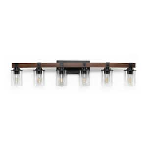 42.3 in. 6-Lights Black Bathroom Light Fixture Vanity Lights for Bathroom with Clean Glass Shade