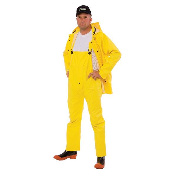WEST CHESTER XL 20mm 3-Piece Yellow Rain Suit - Heavy Duty Waterproof Work Rainwear With Reflective Strips