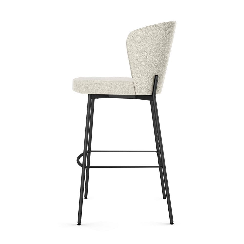 Camilla Cream Bouclé and Black Metal Bar Stool