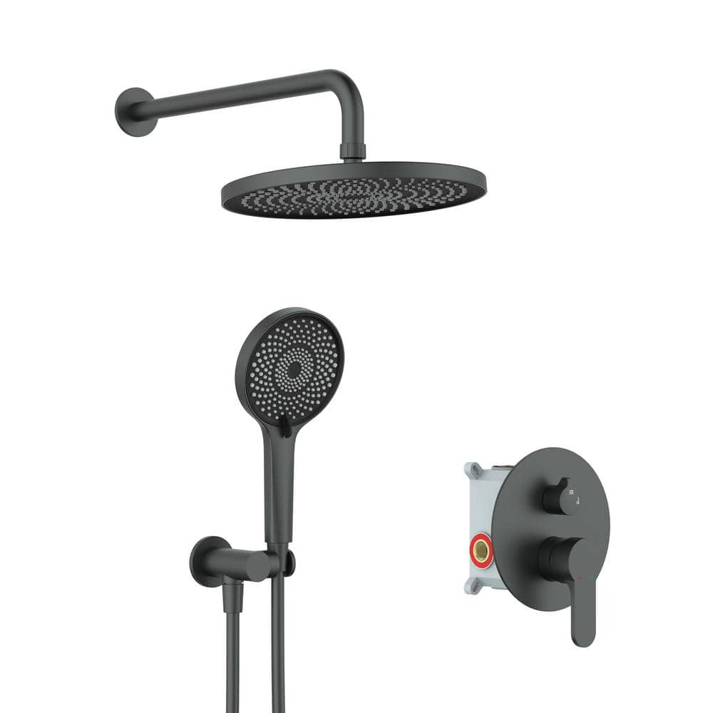 GIVING TREE 4-Spray Patterns 10 in. 2.0 GPM Wall Mount Round Dual Shower  Heads Rainfall Shower Head in Matte Black (Valve Included) XLHDFFSH0043 -  The Home Depot