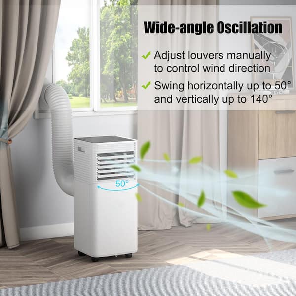 8,000 BTU Portable Air Conditioner Cools 220 Sq. Ft. with Dehumidifier and Fan Mode in Black