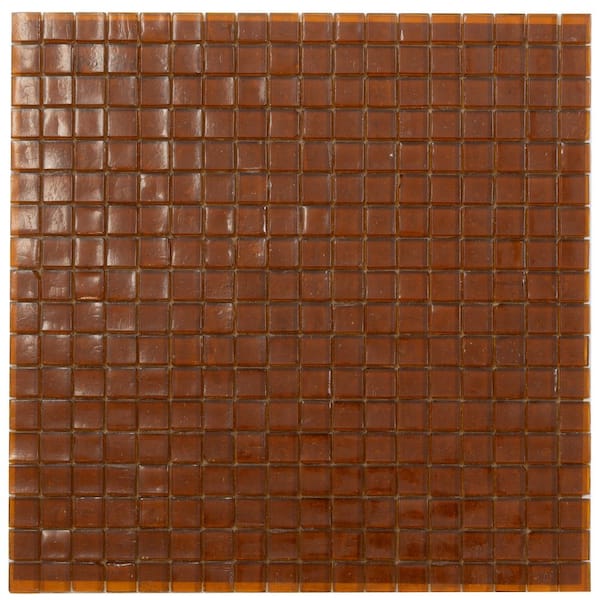 Skosh 11.6 in. x 11.6 in. Glossy Fire Beige Glass Mosaic Wall and Floor Tile (18.69 sq. ft./case) (20-pack)