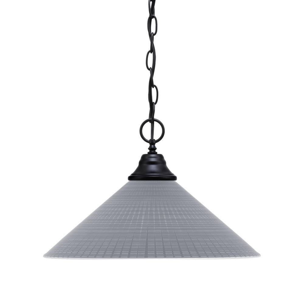 Kingston 100-Watt 1 Light Matte Black Finish Shaded Pendant Light with 16 i