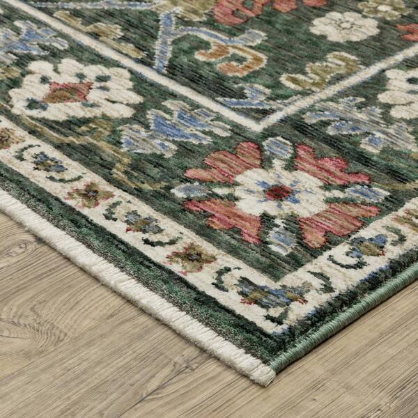 AVERLEY HOME Hunter Green/Pink 6 ft. x 9 ft. Layered Floral