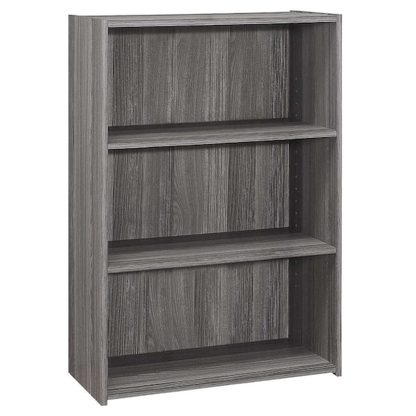 HomeRoots Jasmine 35.5 in.Grey Reclaimed Wood-Look Particle Board 3-Shelf Bookcase