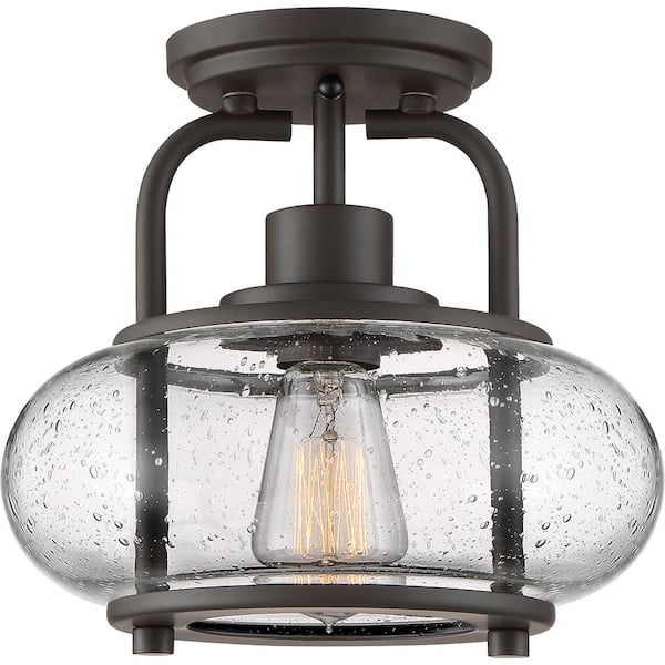 Quoizel Trilogy 10 in. 1-Light Old Bronze Semi-Flush Mount