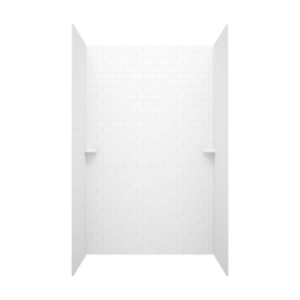 Swan 36 in. x 62 in. x 72 in. 3-piece Solid Surface Subway Tile