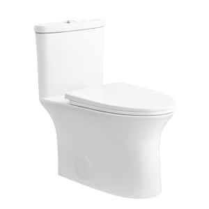 1-Piece 1.1/1.6 GPF Dual Flush Elongated Comfort Height Toilet in Glossy White Seat Included